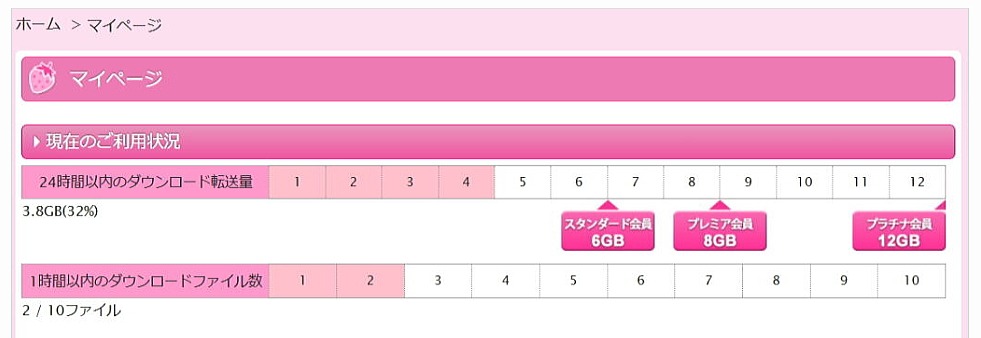 いちごキャンディのマイページにある「現在のご利用状況」
